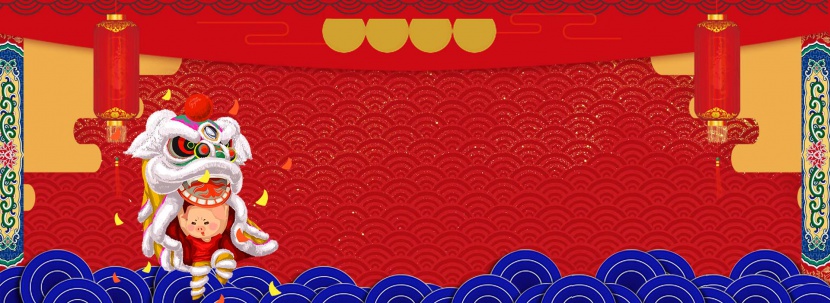 淘宝天猫电商中国风舞狮海报背景图