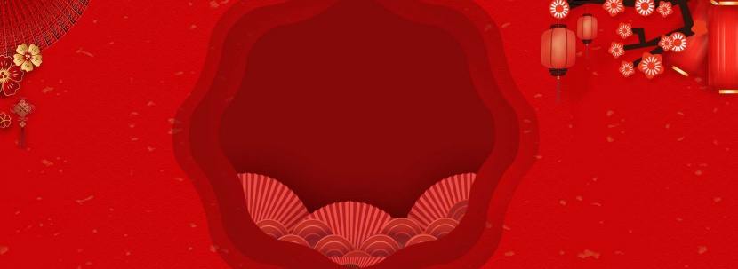 大红色剪纸风格高端女装服装春节海报背景
