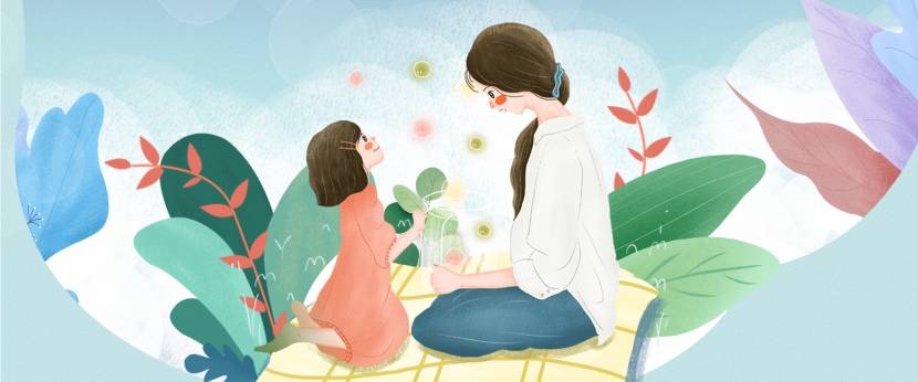 卡通蓝色手绘母亲节鲜花园艺海报背景