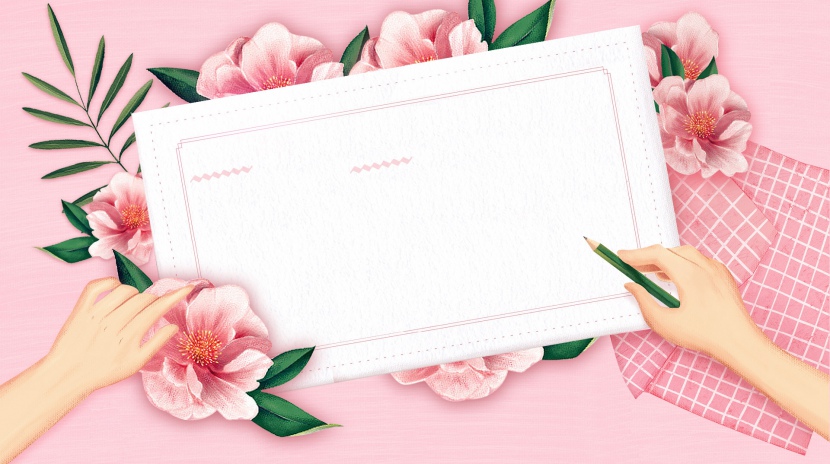 粉色温馨母亲节女生节女神节全屏海报背景图