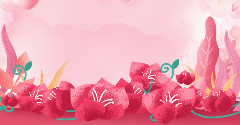 粉红色浪漫花朵情人节七夕化妆品海报背景图