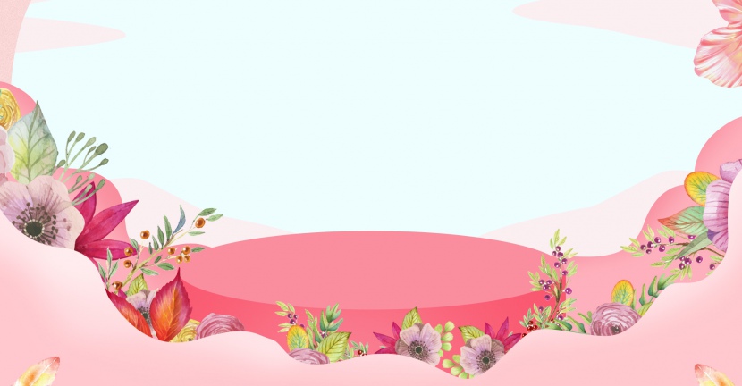 粉色清新唯美春季花卉化妆品海报背景