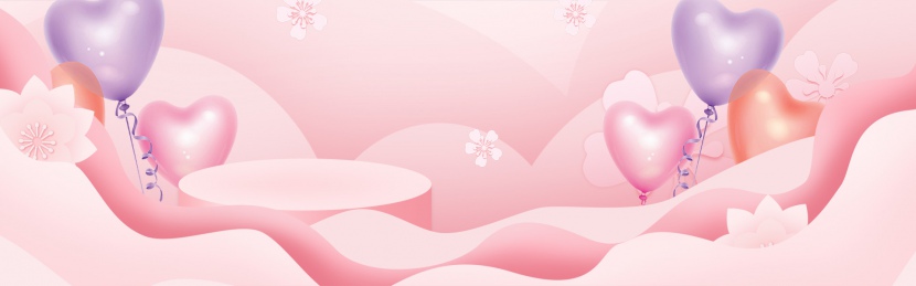 粉色立体空间浪漫温馨展台女鞋女包海报背景