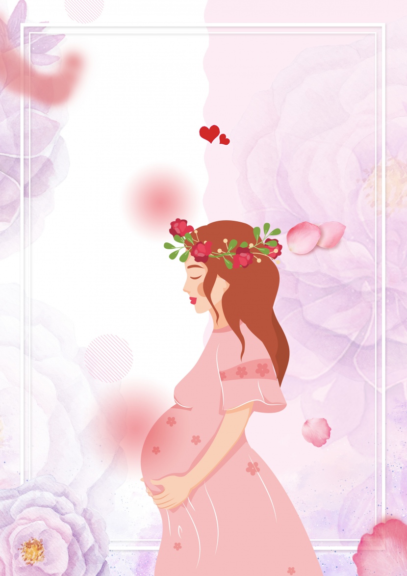 母亲节快乐孕妇手绘简约广告背景