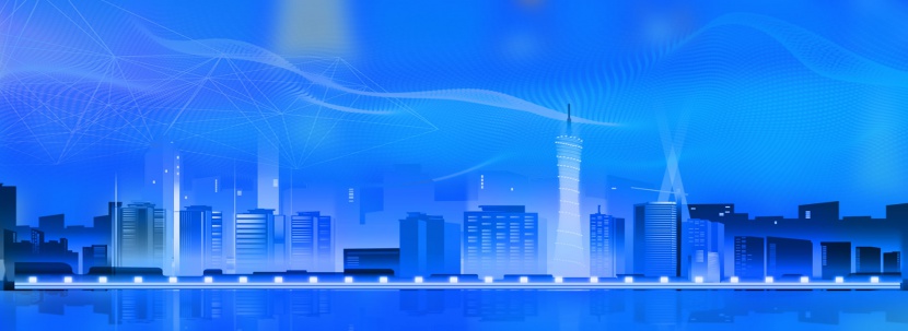 蓝色2.5D城市风范建筑背景