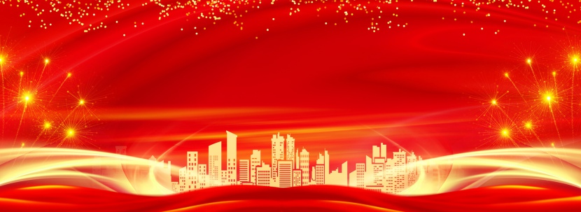 新年迎新促销红色城市背景海报