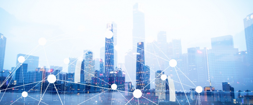 大数据科技城市未来智慧城市背景海报