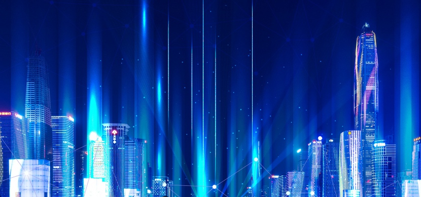 蓝色光效科技城市背景素材