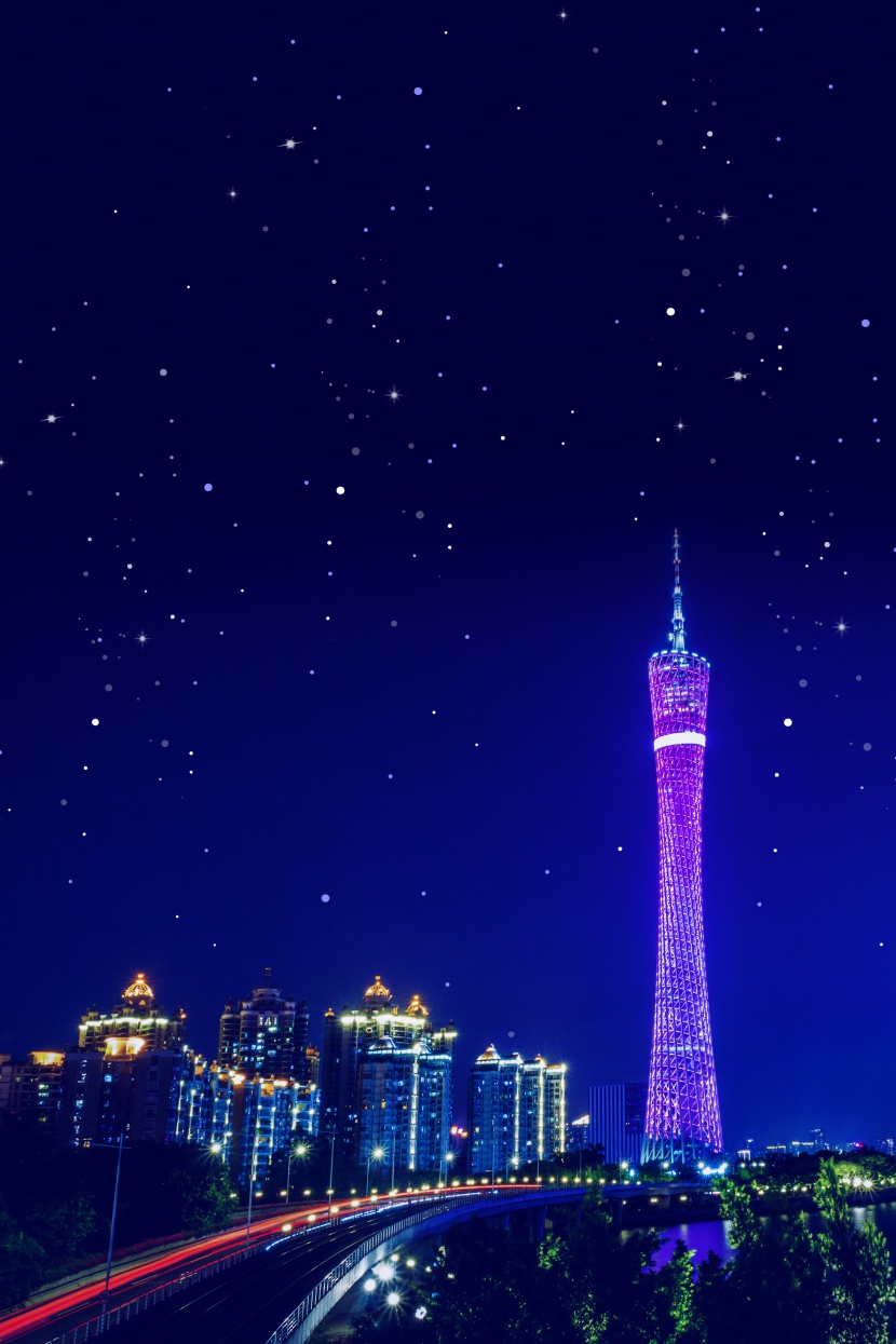 魅力广州城市夜景背景图片