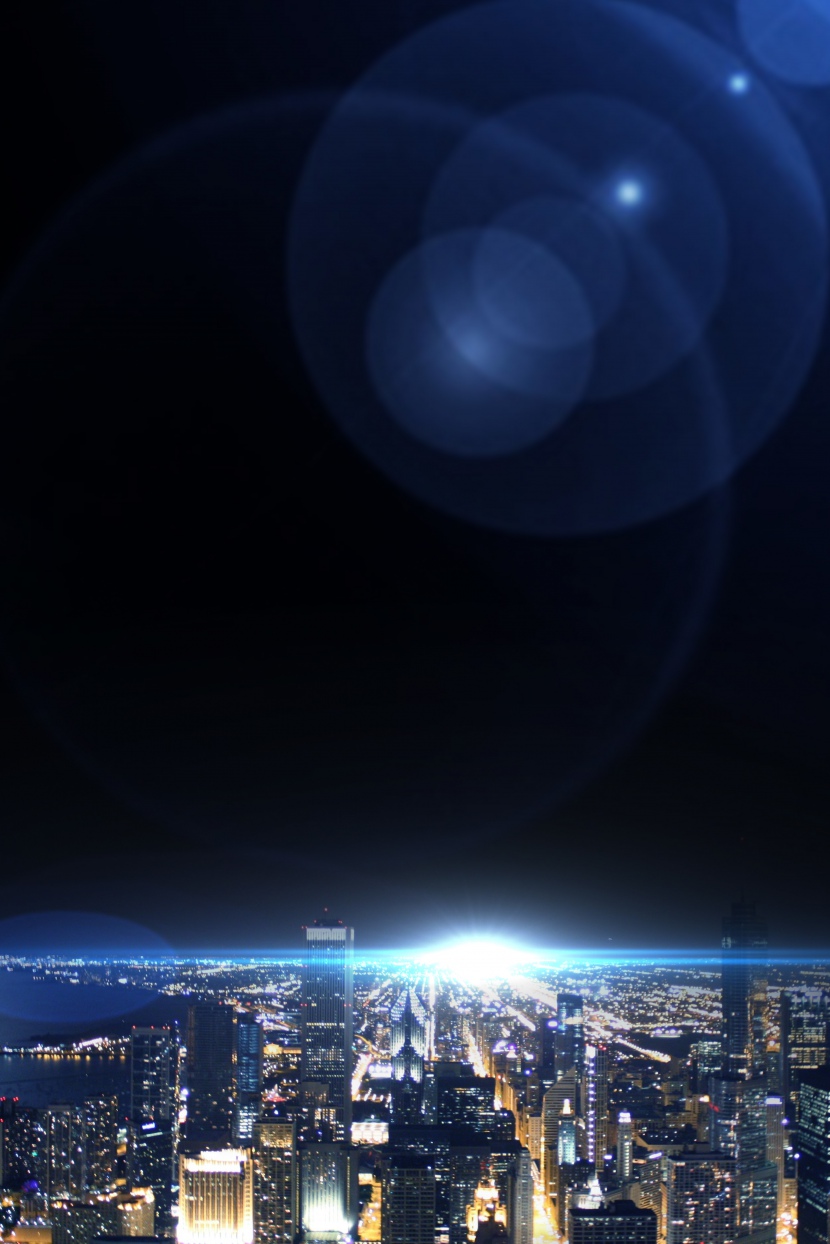 都市风蓝色夜景科技广告背景