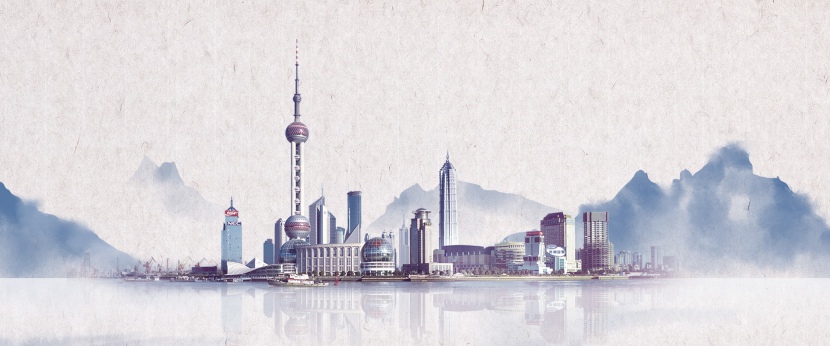 创意合成城市建筑上海背景