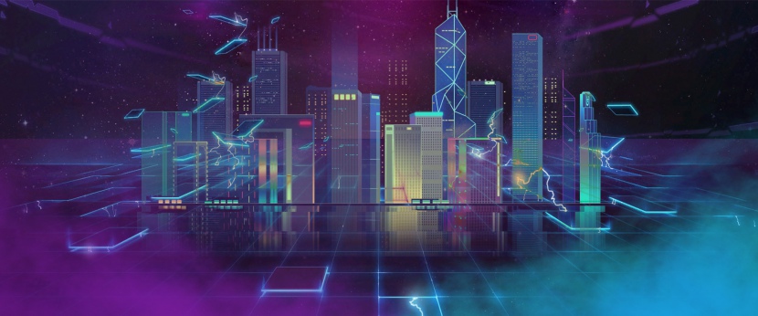 未来科技城市合成图