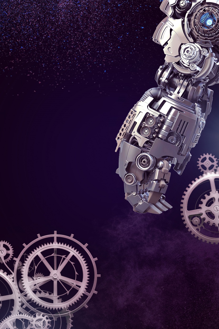 AI人工智能机械臂紫色背景