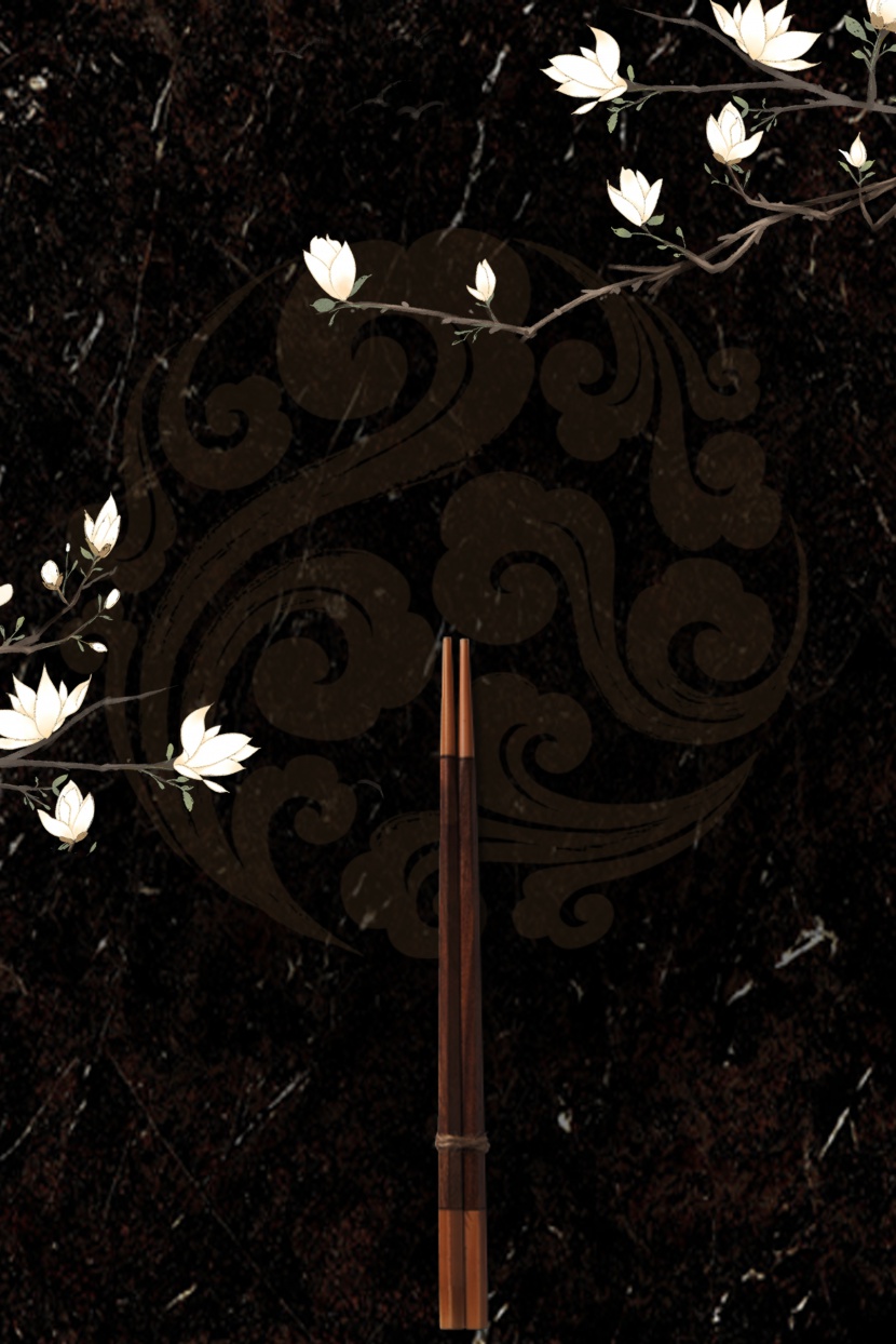 中式筷子黑色古风广告背景