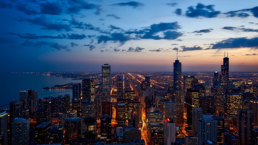 芝加哥城市夜景风光图片
